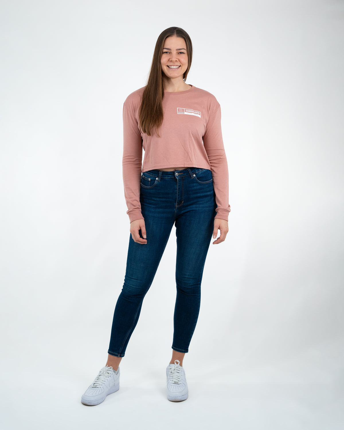 Sandkollektiv Long Sleeve Crop Top Damen Solid White